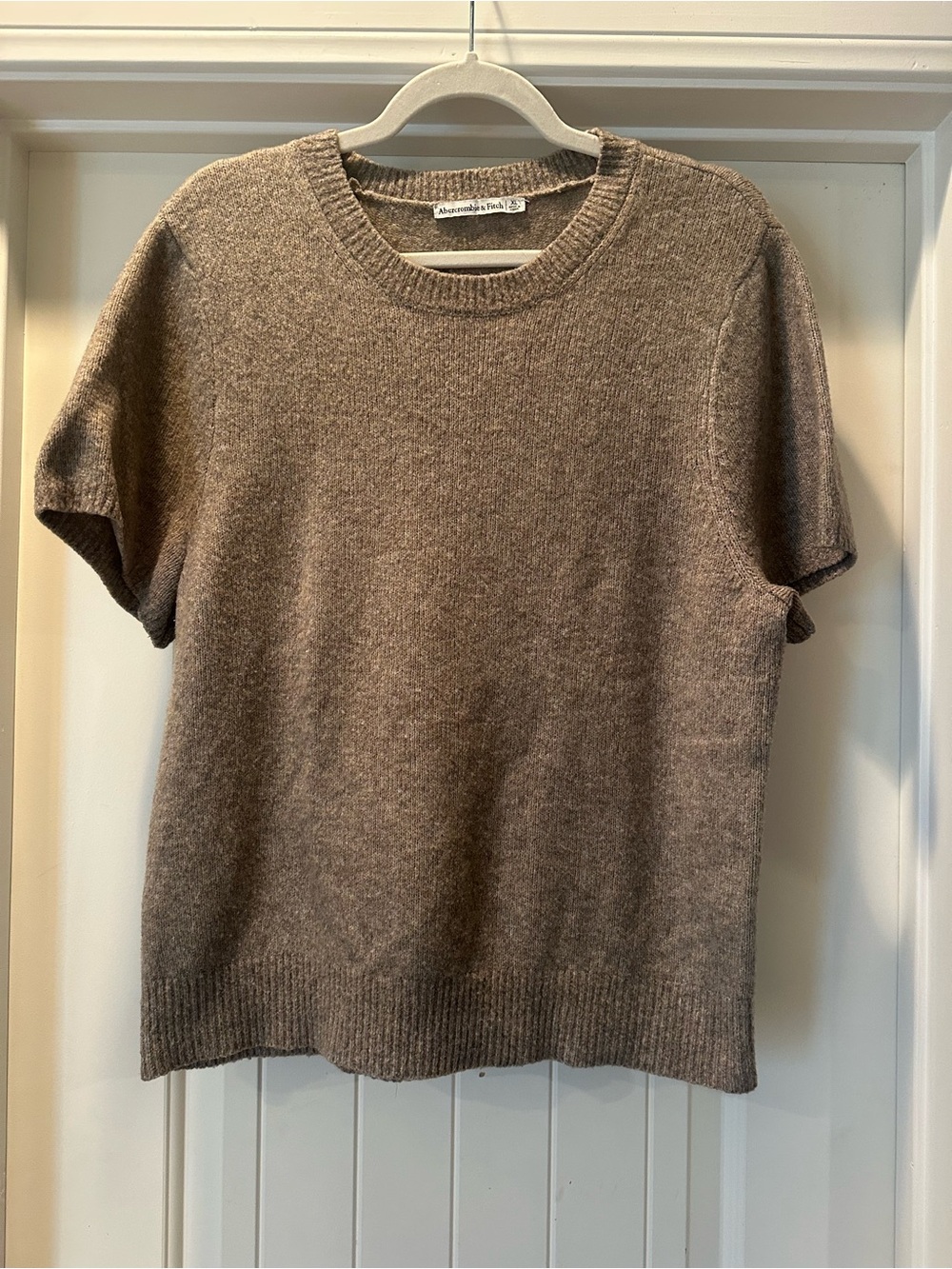 Abercrombie Taupe Tan Short Sleeve Soft Sweater XL Neutral